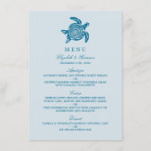 Menu Tortue de mer océanique, mariage sur la plage bleu (Devant)