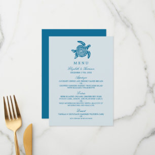 Menu Tortue de mer océanique, mariage sur la plage bleu
