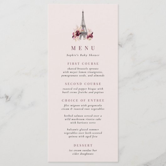 Menu Tour Eiffel Floral Bourgogne (Devant)