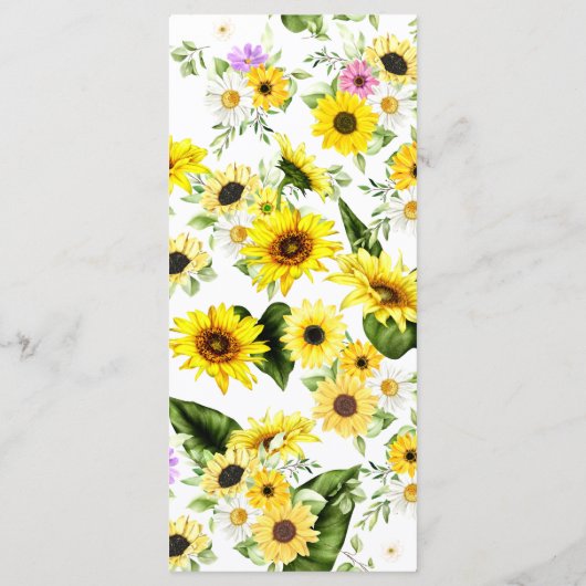 Menu Tournesol d'aquarelle 7 (Dos)