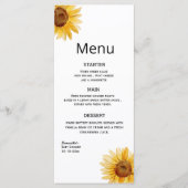 Menu Tournesol d'aquarelle minimaliste (Devant)