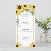 Menu Tournesol Eucalyptus Aquarelle Jaune Floral (Debout devant)