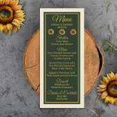 Menu Tournesol Mariage Forêt vert et or