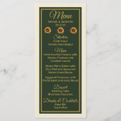 Menu Tournesol Mariage Forêt vert et or (Devant)