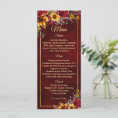 Menu tournesol rose mariage de automne (Debout devant)