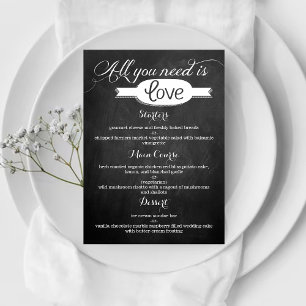 Menu Tout ce dont vous avez besoin est Love Chalkboard