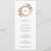 Menu traditionnel Crest Classique Mariage élégant (Devant)