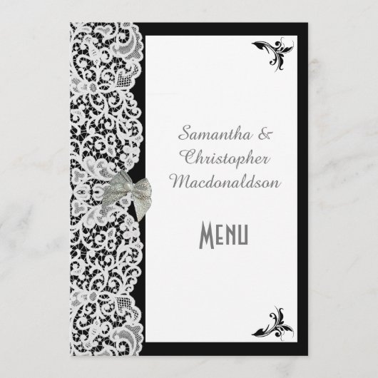 Menu traditionnel dentelle noir et blanc (Devant)