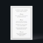 Menu traditionnel Mariage intemporel noir et blanc<br><div class="desc">Menu de mariage élégant au design simple et classique.</div>