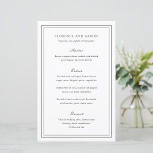 Menu traditionnel Mariage intemporel noir et blanc