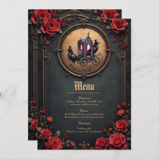 Menu Transport gothique avec Ravens et Rose. (Devant / Derrière)