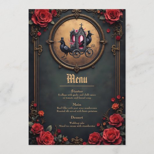 Menu Transport gothique avec Ravens et Rose. (Devant)