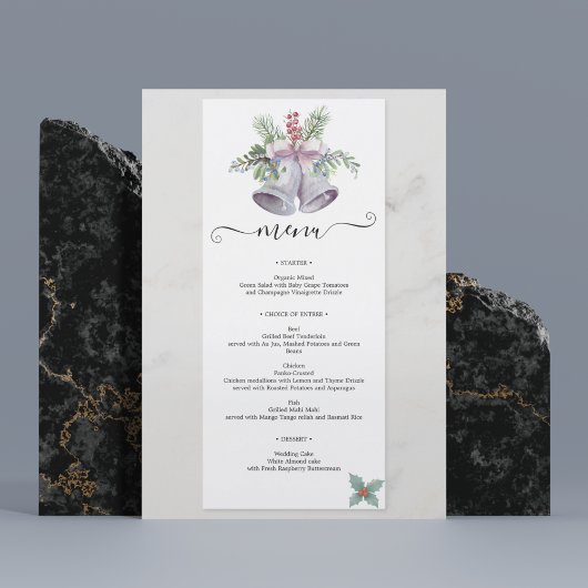 Menu Trendy Christmas Bell Party Elegant Holidays