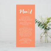 Menu Trendy Modern Coral Orange Wedding Dinner (Debout devant)
