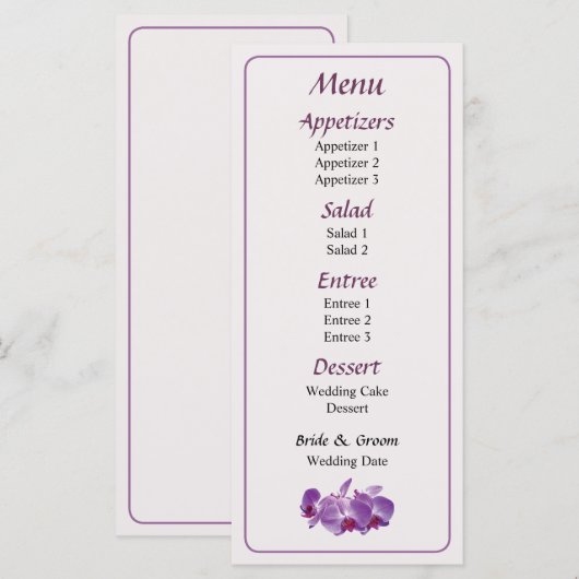 Menu Triple Orchidée (Devant / Derrière)