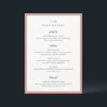 Menu Trisha Coral rose Mariage moderne<br><div class="desc">Menus mariages modernes avec un design épuré avec des polices serif et script.</div>
