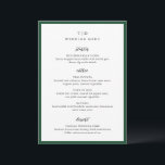 Menu Trisha Emerald Green Mariage moderne<br><div class="desc">Menus mariages modernes avec un design épuré avec des polices serif et script.</div>