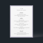 Menu Trisha Lilac Mariage moderne<br><div class="desc">Menus mariages modernes avec un design épuré avec des polices serif et script.</div>