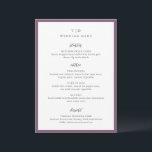 Menu Trisha Purple Mariage moderne<br><div class="desc">Menus mariages modernes avec un design épuré avec des polices serif et script.</div>