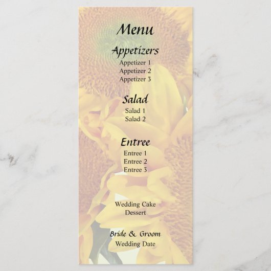 Menu Trois Tournesols Dorés (Devant)