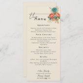 Menu Tropical Blues & Greens Eco-Friendly Beach Wedding (Devant / Derrière)