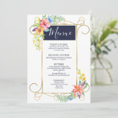 Menu Tropical Cheer Colorful Flowers Gold Frame (Debout devant)