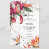 Menu Tropical Floral Paradise Botanical Gold Wedding (Devant / Derrière)