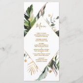 Menu Tropical Foliage Mariage Gold & Green (Devant)