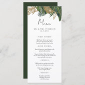 Menu Tropical Greenery Botanical Summer Boho Wedding (Devant / Derrière)