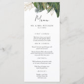 Menu Tropical Greenery Botanical Summer Boho Wedding (Devant)