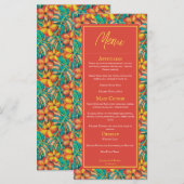Menu Tropical Orange and Yellow Floral Mariage Men (Devant / Derrière)
