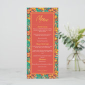 Menu Tropical Orange and Yellow Floral Mariage Men (Debout devant)