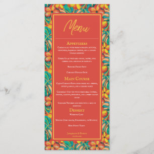 Menu Tropical Orange and Yellow Floral Mariage Men