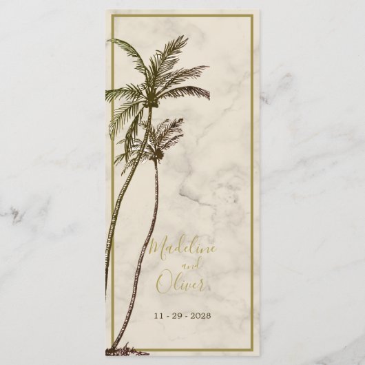 Menu Tropical Palm Tree élégant Mariage rustique modern (Dos)