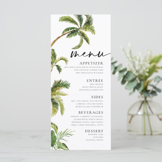 Menu Tropical Palm Trees (Debout devant)