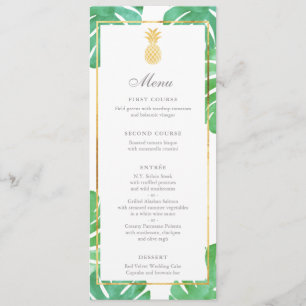 Menu Tropical Pineapple Gold & Green Mariage