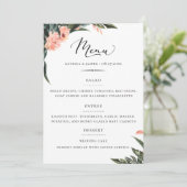 Menu Tropiques modernes Coral Floral Mariage (Debout devant)