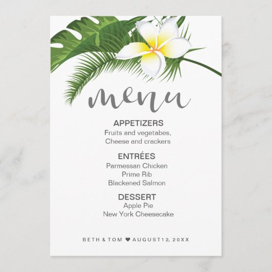 Menu Tropische Floral Wedding ID475 (Voorkant)