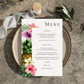 Menu Tropische Hawaiian Floral - Wit Kaart