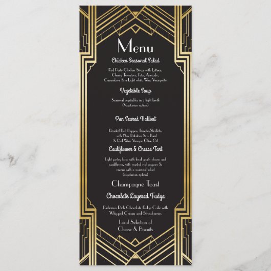 Menu Trouwreceptie 1920's Art Deco (Voorkant)