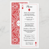 Menu Trouwreceptie Diamant Speelkaarten Aas Kaart (Voorkant / Achterkant)