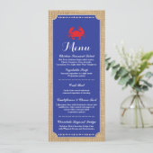 Menu Trouwreceptie Krab Kookstrand Kaart (Staand voorkant)