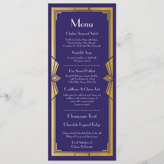 Menu Trouwreceptie Rustic 1920's Marine Art Deco (Voorkant)