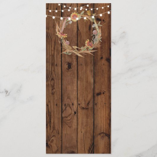 Menu Trouwreceptie Rustiek Hout Herfst Lichten (Achterkant)