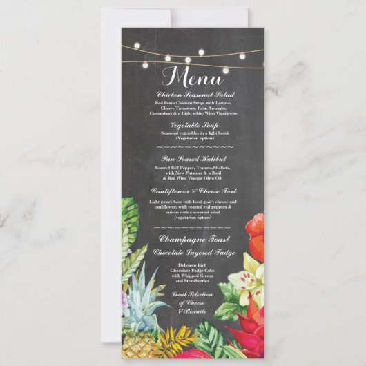 Menu Trouwreceptie Rustiek Krijt Aloha Kaarten (Voorkant)