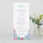 Menu Trouwreceptie Rustiek Pastel Succulenten (Staand voorkant)