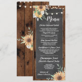 Menu Trouwreceptie Zonnebloem Hout (Voorkant / Achterkant)