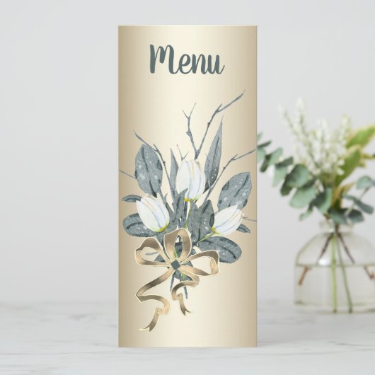 Menu Tulipes Blanches Avec Réception De Mariage Or (Debout devant)