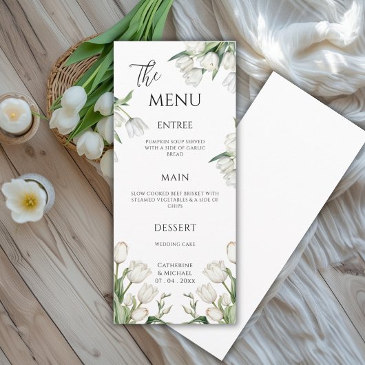 Menu Tulipes blanches Élégance florale de mariage