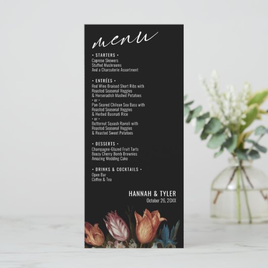 Menu Tulipes hollandaises peintes et bouquets de fleurs (Debout devant)